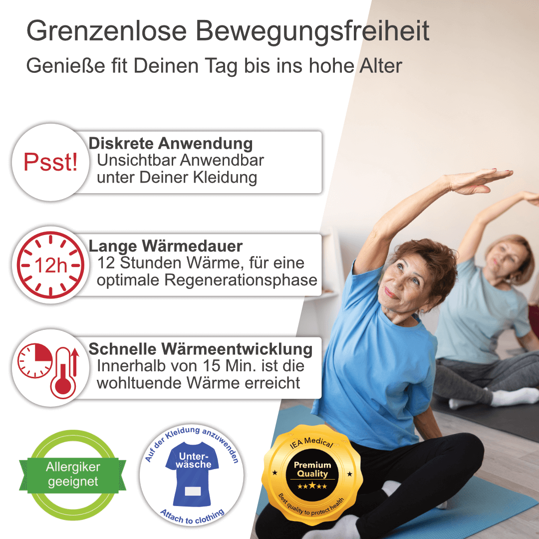 Bewegungsfreiheit mit Wärmepflaster – geeignet für Büro, Sport und Haushalt