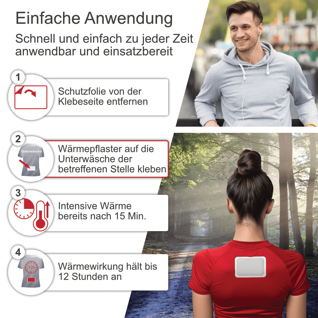 Wärmepflaster einfach anzuwenden – in wenigen Schritten einsatzbereit