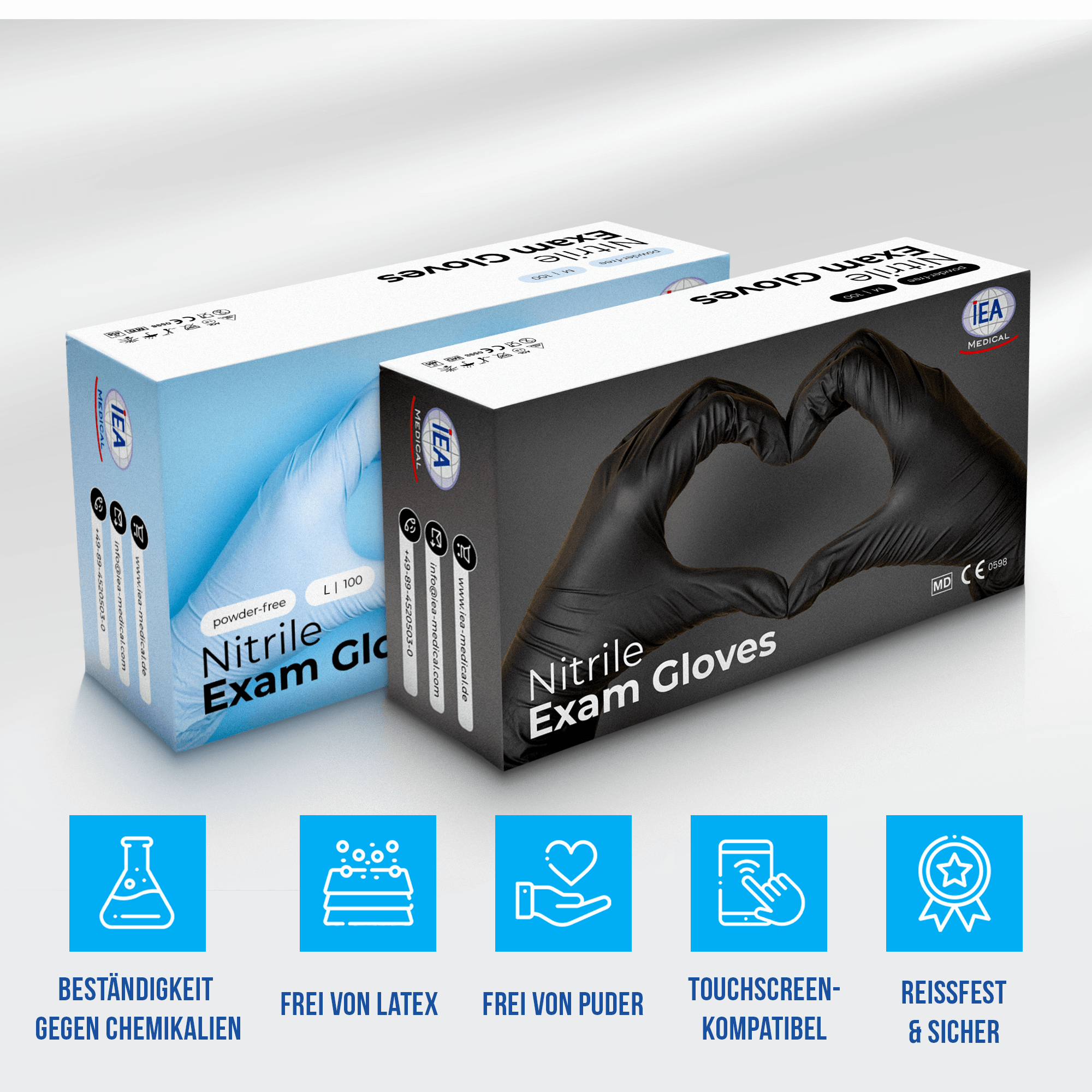 IEA Medical Nitrile Gloves - blue; L - box of 1000