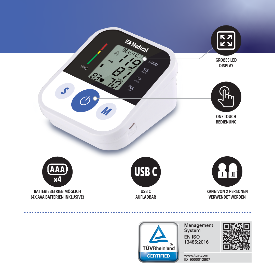 IEA Medical Digital Blood Pressure Monitor for Upper Arm ZK-B869 -  single